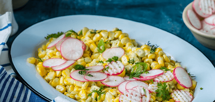 Del Monte CORN SALAD WITH RADISH, JALEPENO, LIME IN MINT MAYO Recipe